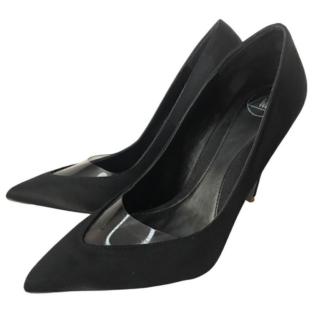 Missguided Black Satin Stiletto Heels Pumps Size 8